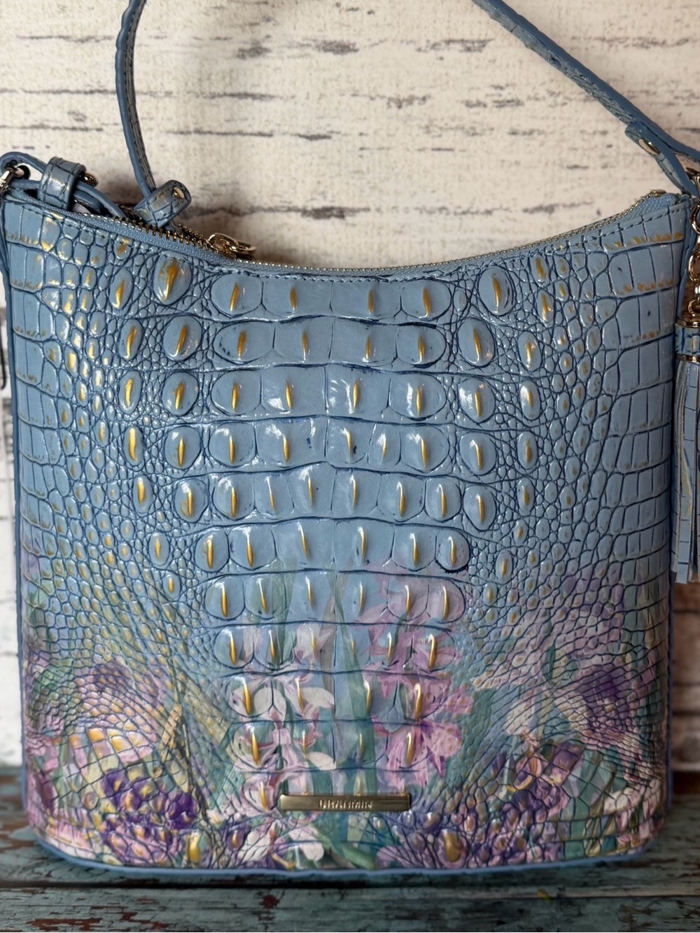 Brahmin Katie Crossbody in Multi Morning Dew NWT Flowers Blue Floral - Picture 3 of 8